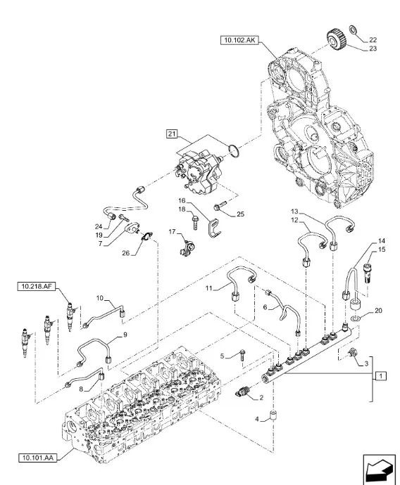 504126984 - Трубка топл. подачи на форсунку с рампы ДВС Cursor9 T8./Mg., CS, CSX, CX6/8, Axion9